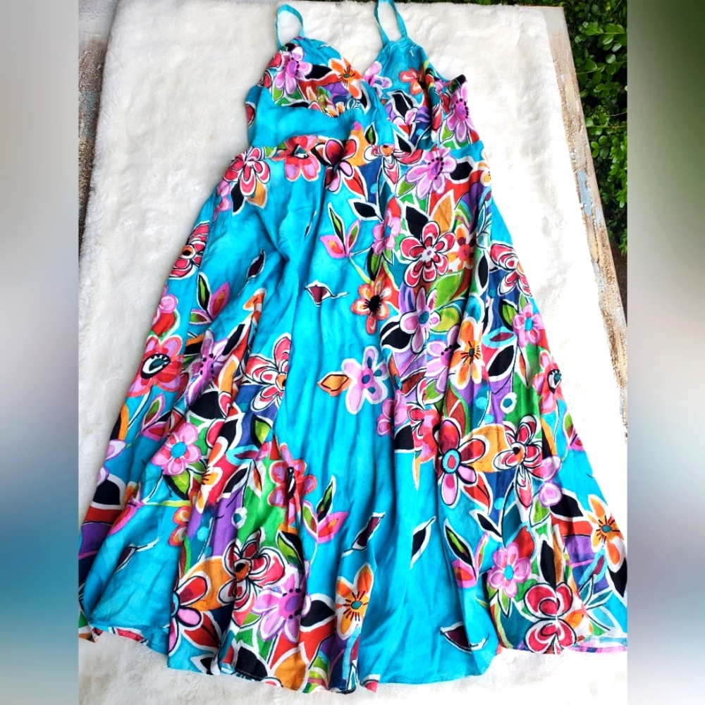 Jams World Turquoise Floral Maxi Dress